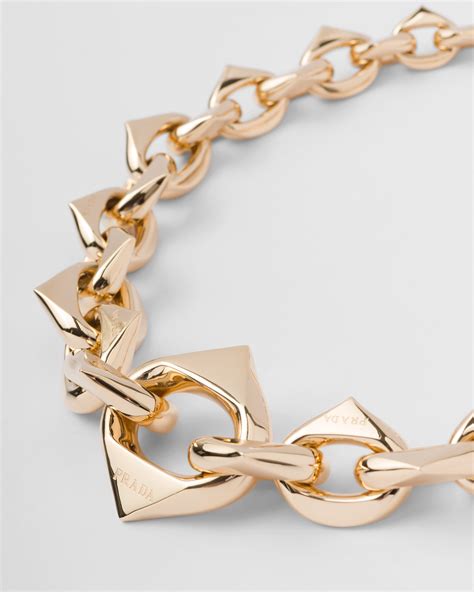 prada triangle necklace gold